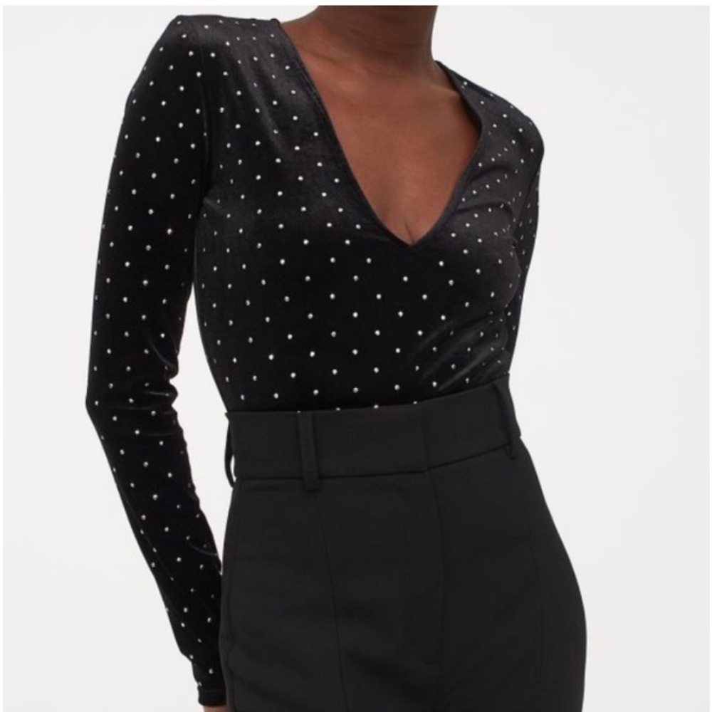 Velour Bodysuit With Rhinestones